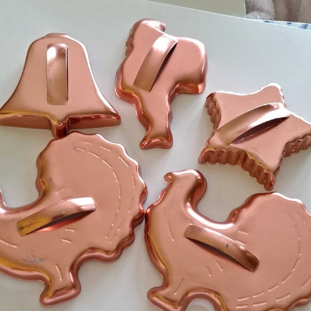 Unique Vintage Copper Cookie Cutters Set